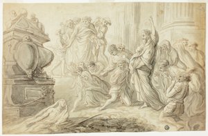 Resning av Lazarus (recto); Resenärer med kundvagn Outside Inn (verso) av Giovanni Benedetto Castiglione