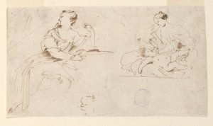 Sittande kvinna, mor och barn av Giovanni Benedetto Castiglione