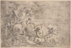 Herdar som följer sin flock av Giovanni Benedetto Castiglione