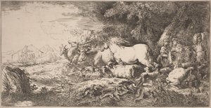 Djuren som går mot arken av Giovanni Benedetto Castiglione