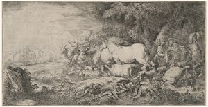 Djuren som går mot arken av Giovanni Benedetto Castiglione