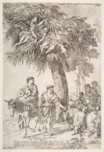 Den heliga familjen på sin flykt till Egypten, ca. 1647. av Giovanni Benedetto Castiglione