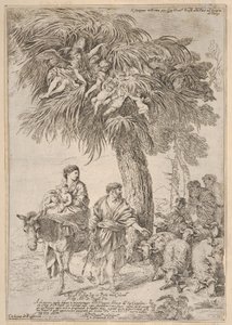 Den heliga familjen på sin flykt till Egypten, ca. 1647. av Giovanni Benedetto Castiglione