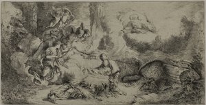 Födelse med Gud Fadern och änglarna av Giovanni Benedetto Castiglione
