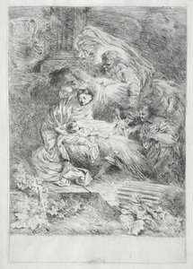Födelse med Gud Fadern och den Helige Ande av Giovanni Benedetto Castiglione