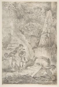 Theseus hittar sin fars vapen, 1645 publicerad 1648. av Giovanni Benedetto Castiglione