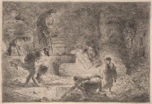 Tobit begraver de döda av Giovanni Benedetto Castiglione