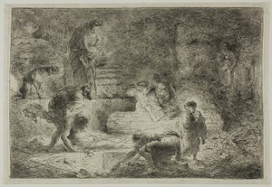 Tobit begraver de döda av Giovanni Benedetto Castiglione