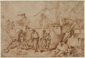 Tobit begraver de döda, 1640-talet. av Giovanni Benedetto Castiglione