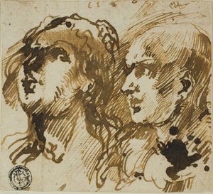 Två huvuden av Giovanni Benedetto Castiglione