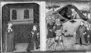 Decameron, Den franske kungens hustru anklagar greven av Antwerpen; greven försonas med kungen. Andra dagen, novell 8 av Giovanni Boccaccio