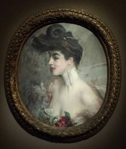 Boldini - Porträtt av fru X., med pärlhalsband av Giovanni Boldini