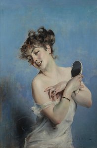 Avklädd ung kvinna Toaletten, ca. 1880 av Giovanni Boldini