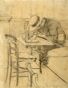 Målaren Helleu sittande på en kaféterrass av Giovanni Boldini