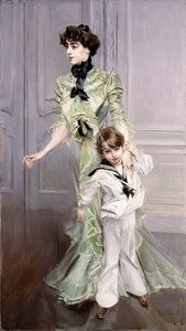 Porträtt av Madame Hugo och hennes son, 1924 av Giovanni Boldini