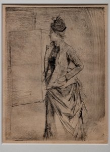 Porträtt av en stående ung kvinna i profil (Besöket) av Giovanni Boldini