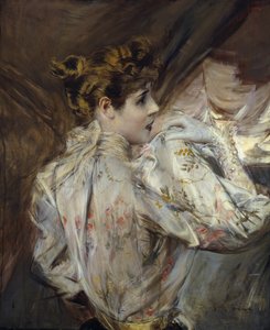 Porträtt av en ung kvinna i profil Eleonora Duse, ca. 1895.