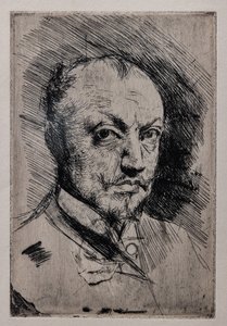 Självporträtt, ca 1890 (torrnål, roulette och etsning på papper) av Giovanni Boldini