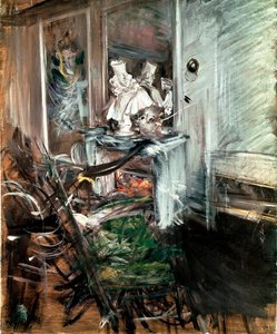 Berninis "kardinal" i målarens rum. Målning av Giovanni Boldini (1842-1931) cirka 1899. Olja på duk. Mått: 53x46cm. Pistoia, Boldini Collection av Giovanni Boldini