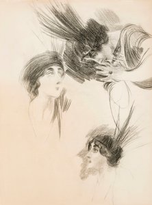 Tre studier för Porträttet av Dora di Rudinì Labouchere. av Giovanni Boldini