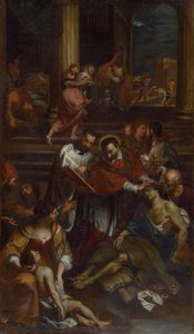 Saint Charles Borromeo bland pestoffer, andra hälften av 1600-talet.. av Giovanni Bonatti