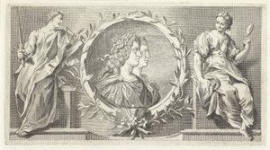 Kartusch med pristagare man och kvinna av Giovanni Cattini (attributed to)