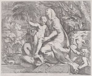En allegori över resten på flykten till Egypten, 1650-55. av Giovanni Cesare Testa