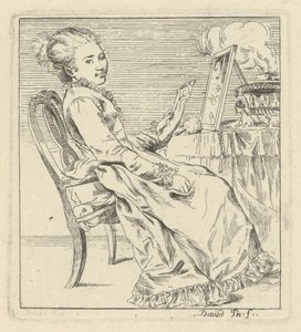 En sittande ung kvinna som håller ett brev av Giovanni David