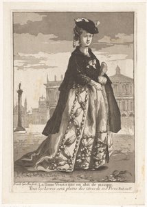 Den venetianska damen La Dame Venitienne en habit de masque (titel på objekt) Diverse porträtt (serietitel) av Giovanni David