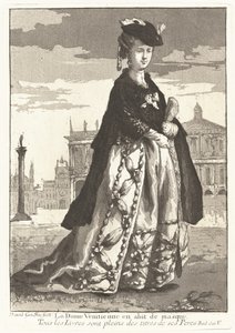 La Dame Venitienne en habit de masque (venetiansk kvinna i karnevalsklänning) av Giovanni David