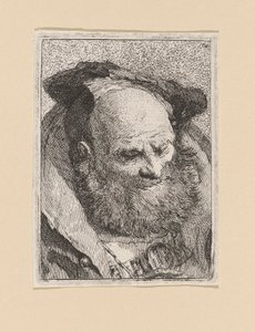 Skäggig gammal man, från Raccolta di Teste (Samling av huvuden) av Giovanni Domenico Tiepolo