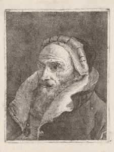 Skäggig gammal man med keps, ur ”Raccolta di Teste” (Samling av huvuden) av Giovanni Domenico Tiepolo