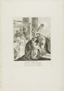 Kristus tröstar de gråtande kvinnorna, plansch åtta från Korsvägsstationen av Giovanni Domenico Tiepolo