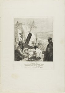 Kristus faller under korset för tredje gången, plansch nio från Korsvägsstationen av Giovanni Domenico Tiepolo