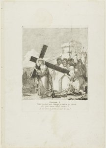 Kristus får hjälp av Simon av Kyrene, plansch fem från Korsvägsstationen av Giovanni Domenico Tiepolo