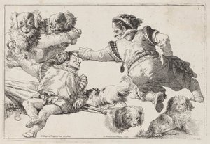 Dvärgar och hundar av Giovanni Domenico Tiepolo