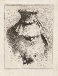 Äldre man med en stor hatt, från Raccolta di Teste (Samling av huvuden) av Giovanni Domenico Tiepolo