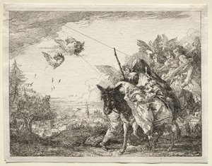 Flyg till Egypten: Joseph pausar för att stirra på spädbarnet Kristus av Giovanni Domenico Tiepolo