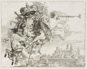 Frontispice: The Arms of Carl Philipp von Greiffenklau Burred Aloft by an Angel, from the Flight into Egypt av Giovanni Domenico Tiepolo