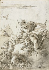 Gud Fadern stödd av änglar i molnen, I av Giovanni Domenico Tiepolo