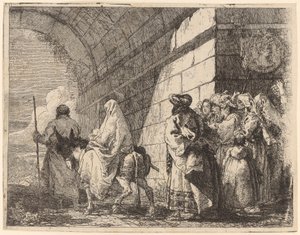 Den heliga familjen lämnar staden av Giovanni Domenico Tiepolo