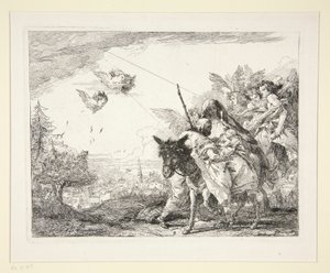 Joseph Contemplates the Infant Jesus, från serien Flight into Egypt av Giovanni Domenico Tiepolo