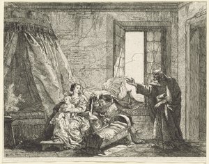 Joseph vidarebefordrar till Maria Guds befallning att fly av Giovanni Domenico Tiepolo