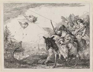 Joseph, stående, avgudar barnet av Giovanni Domenico Tiepolo