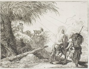 Josef och Maria passerar en herde och hans hjord, tallrik elva från flykten till Egypten av Giovanni Domenico Tiepolo