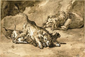 Lejon, lejoninna och lejonungar av Giovanni Domenico Tiepolo
