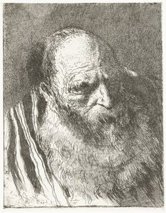 Man med skägg i randig mantel Samling av huvuden (serietitel) Raccolta di Teste (serietitel) av Giovanni Domenico Tiepolo