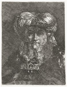 Man med stor turban Samling av huvuden (serietitel) Raccolta di Teste (serietitel) av Giovanni Domenico Tiepolo