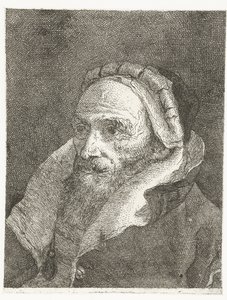 Man med hög vänd krage av mantel Samling av huvuden (serietitel) Raccolta di Teste (serietitel) av Giovanni Domenico Tiepolo