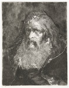 Man med långt hår och utan huvudbonader Samling av huvuden (serietitel) Raccolta di Teste (serietitel) av Giovanni Domenico Tiepolo